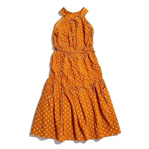 BellanBlue Orange Polka Dot Halter Maxi Dress - Picture 2 of 6